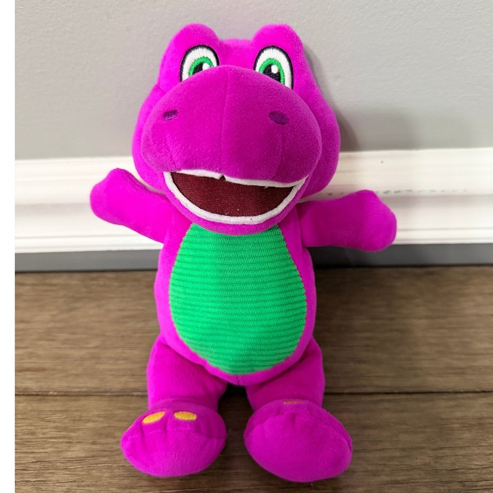 Barney the Dinosaur Plush Stuffed Animal Purple Green 10‎ Inch Vintage Style